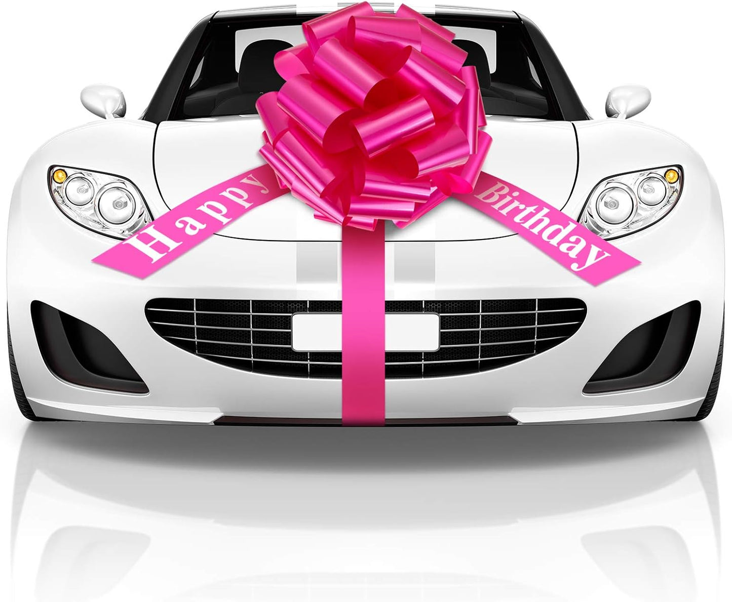 WILLBOND Large Happy Birthday Car Bow - Festive Gift Wrapping Decoration | 20 Inches, Rosy Color