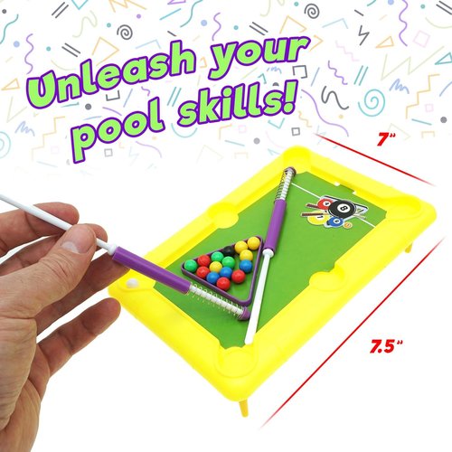 JA-RU Mini Pool Table Set - 12 Inch Portable Billiards Game with 2 Cue Sticks & Balls | Perfect for Office & Parties