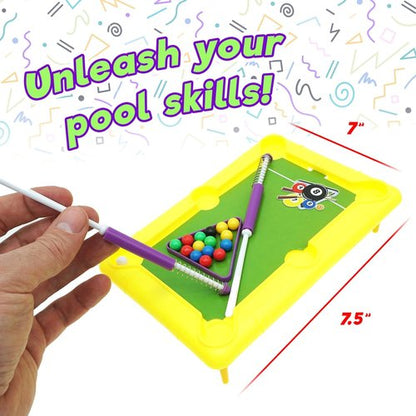 JA-RU Mini Pool Table Set - 12 Inch Portable Billiards Game with 2 Cue Sticks & Balls | Perfect for Office & Parties