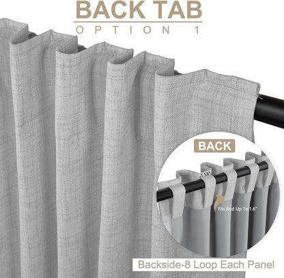Skiennix 100% Blackout Linen Curtains - Thermal Insulated Drapes for Bedroom | 50" W x 90" L, Grey