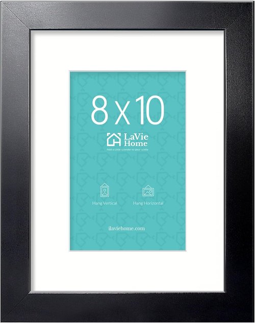 LaVie Home 8x10 Picture Frame - Sturdy Black Frame with Polished Plexiglass | Horizontal & Vertical Display