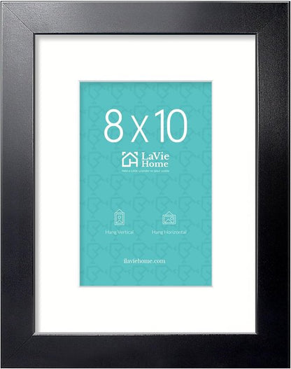 LaVie Home 8x10 Picture Frame - Sturdy Black Frame with Polished Plexiglass | Horizontal & Vertical Display