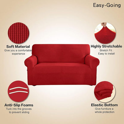 Christmas Red Large Sofa Slipcover - Easy-Going Stretch Couch Cover