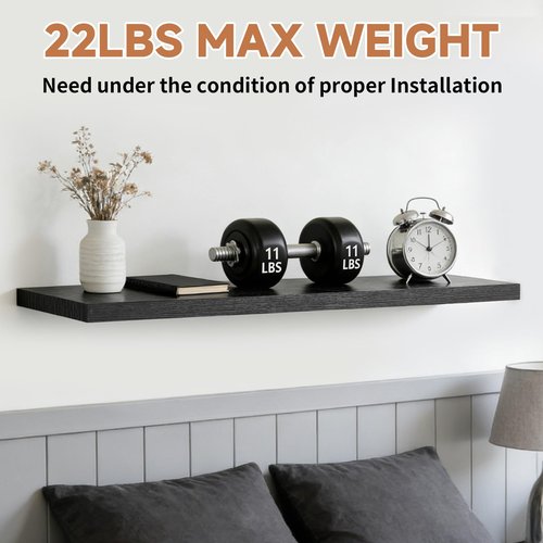 Duvique Easy Install Floating Shelves, 15.7 Inch Wall Mounted Wooden Shelf, Small Hanging Shelf for Home Decor, Books and Storage, Organizer for Bedroom, Bathroom, Kitchen, Set of 3, Black