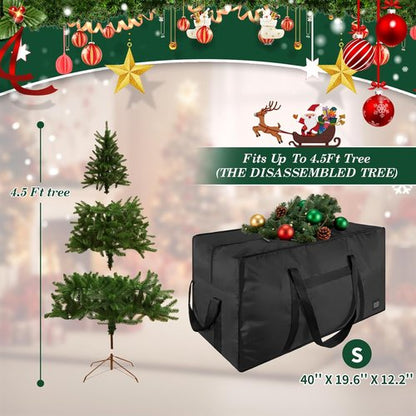 Heavy Duty Christmas Tree Storage Bag by [Brand Name] - Reinforced Handles & Dual Zippers | Fits 3FT-4.5FT Trees, Black