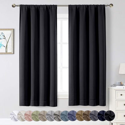 Skiennix Blackout Curtains - Soft Solid Room Darkening Thermal Insulated - 63 Inch Length, 2 Panels Set