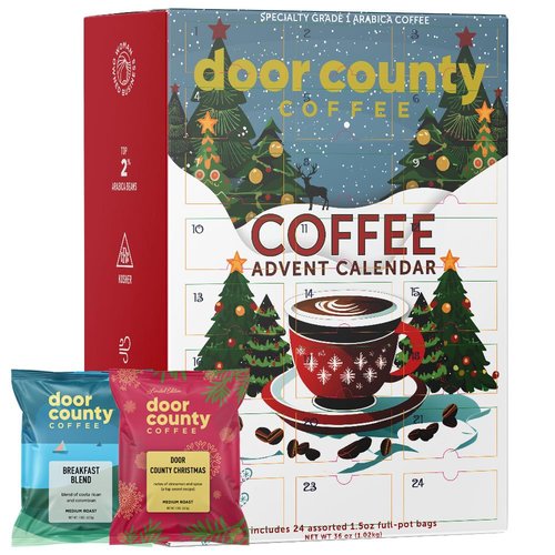 2025 Christmas Coffee Advent Calendar - 24 Flavored Ground Coffee Bags for Festive Mornings