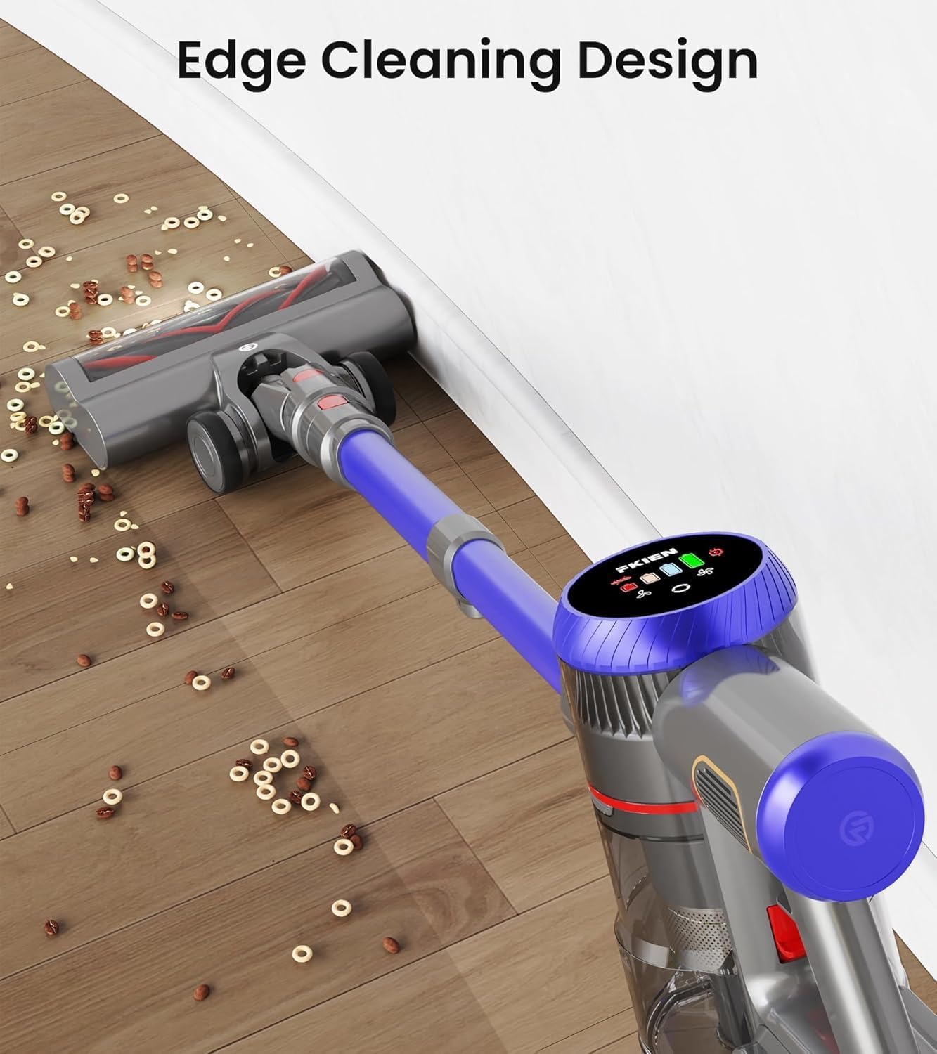 Skiennix Cordless Vacuum Cleaner - 550W, 45kPa Suction Power, 65 Mins Runtime, LED Display, Anti-Tangle Brush
