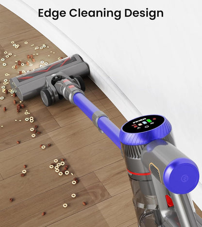 Skiennix Cordless Vacuum Cleaner - 550W, 45kPa Suction Power, 65 Mins Runtime, LED Display, Anti-Tangle Brush