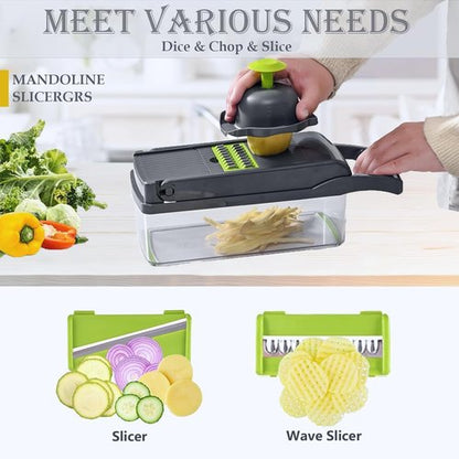 16-in-1 Vegetable Chopper by [Brand Name] - Mandoline Slicer & Onion Dicer with Container for Effortless Salad Prep