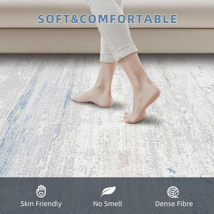 Skiennix Washable Area Rug - Modern Abstract Design, 8x10 Size, Soft Low Pile with Non-Slip Backing