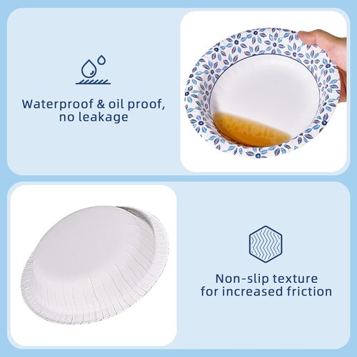 JOLLY CHEF 20 oz Heavy Duty Paper Bowls - 160 Count Soak Proof Disposable Bowls for Meals