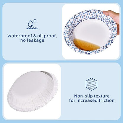 JOLLY CHEF 20 oz Heavy Duty Paper Bowls - 160 Count Soak Proof Disposable Bowls for Meals