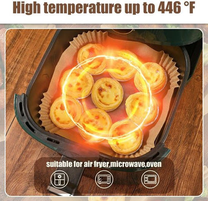 Air Fryer Liners - 130 Pcs Non-Stick & Oil-Proof Parchment Paper | 9.5 Inch Square for 5-8 Qt