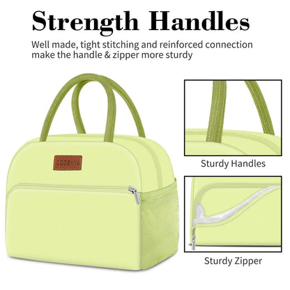 Coobiiya Lunch Bag Women, Lunch Box Lunch Bag for Women Adult Men, Small Leakproof Cute Lunch Tote Large Capacity Reusable Insulated Cooler Lunch Container for Work/Office/Picnic/Travel-Mint Green