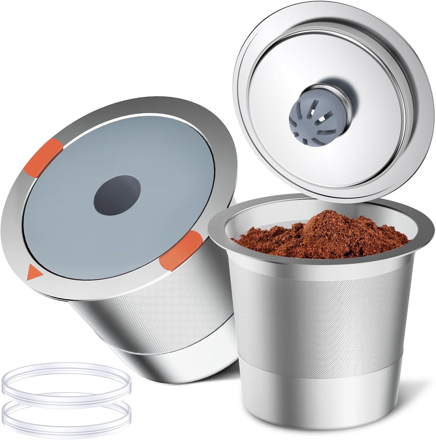 Noalto Reusable K Cups - Universal Stainless Steel Coffee Pods for Keurig 1.0 & 2.0 (2-Pack)
