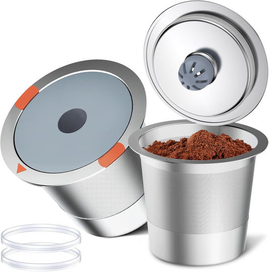 Noalto Reusable K Cups - Universal Stainless Steel Coffee Pods for Keurig 1.0 & 2.0 (2-Pack)