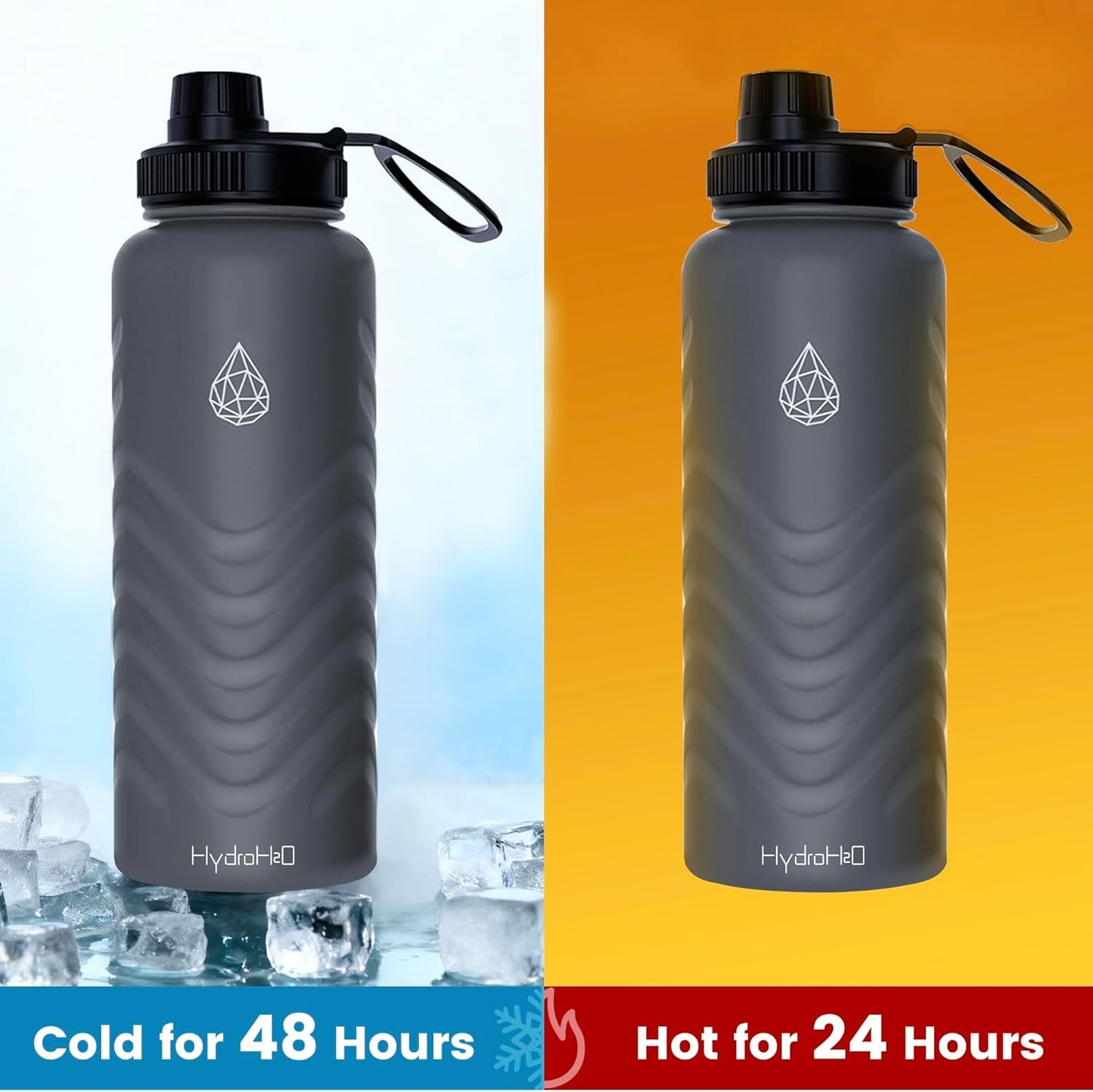 Skiennix 32oz Stainless Steel Insulated Water Bottle - 48H Cold & 24H Hot, Leak-Proof, BPA-Free | Grey