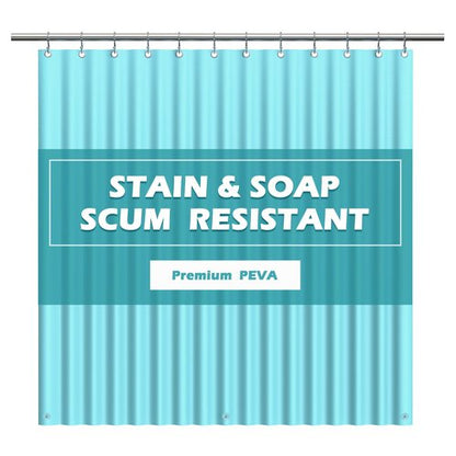 EHZNZIE Shower Curtain Liner Light Weight PEVA, Shower Liner 72x72 Inches, Waterproof, No Chemical Smell with 12 Rust Proof Metal Grommets for Bathroom Shower Curtain, Aqua