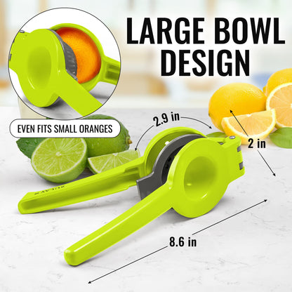 Zulay Metal 2-In-1 Lemon Squeezer Manual - Sturdy, Max Extraction Hand Juicer Lemon Squeezer Gets Every Last Drop - Easy to Clean Manual Citrus Juicer - Easy-to-Use Lemon Juicer Squeezer - Yellow/Grey