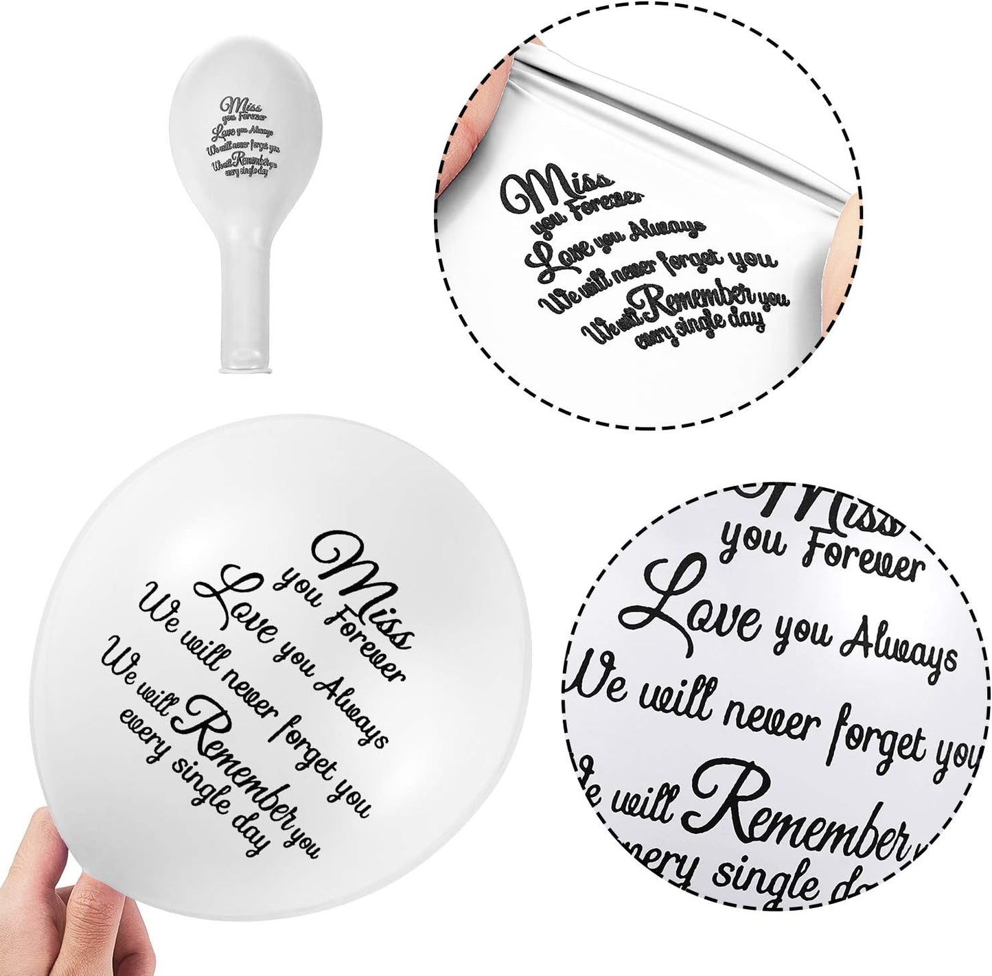 Skylety Memorial Balloons - 36 Pcs with 4 Peace Dove Balloons for Funerals & Remembrance (White)