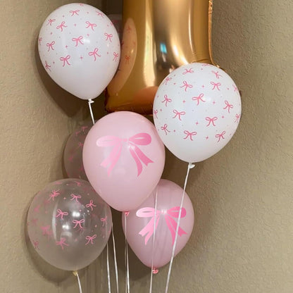 Skiennix Pink Bow Balloons - 35PCS Light Pastel Pink & Clear Latex Balloons for Weddings & Parties