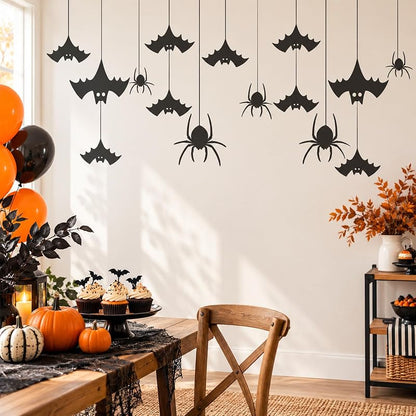 Halloween Wall Decals - Hanging Bat and Spider Silhouette Kit (Variation: Spider)
