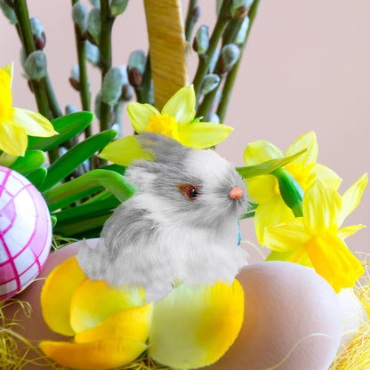 VICASKY Easter Rabbit Figurines - Realistic Mini Furry Bunnies for Basket Decor | 4-Piece Set