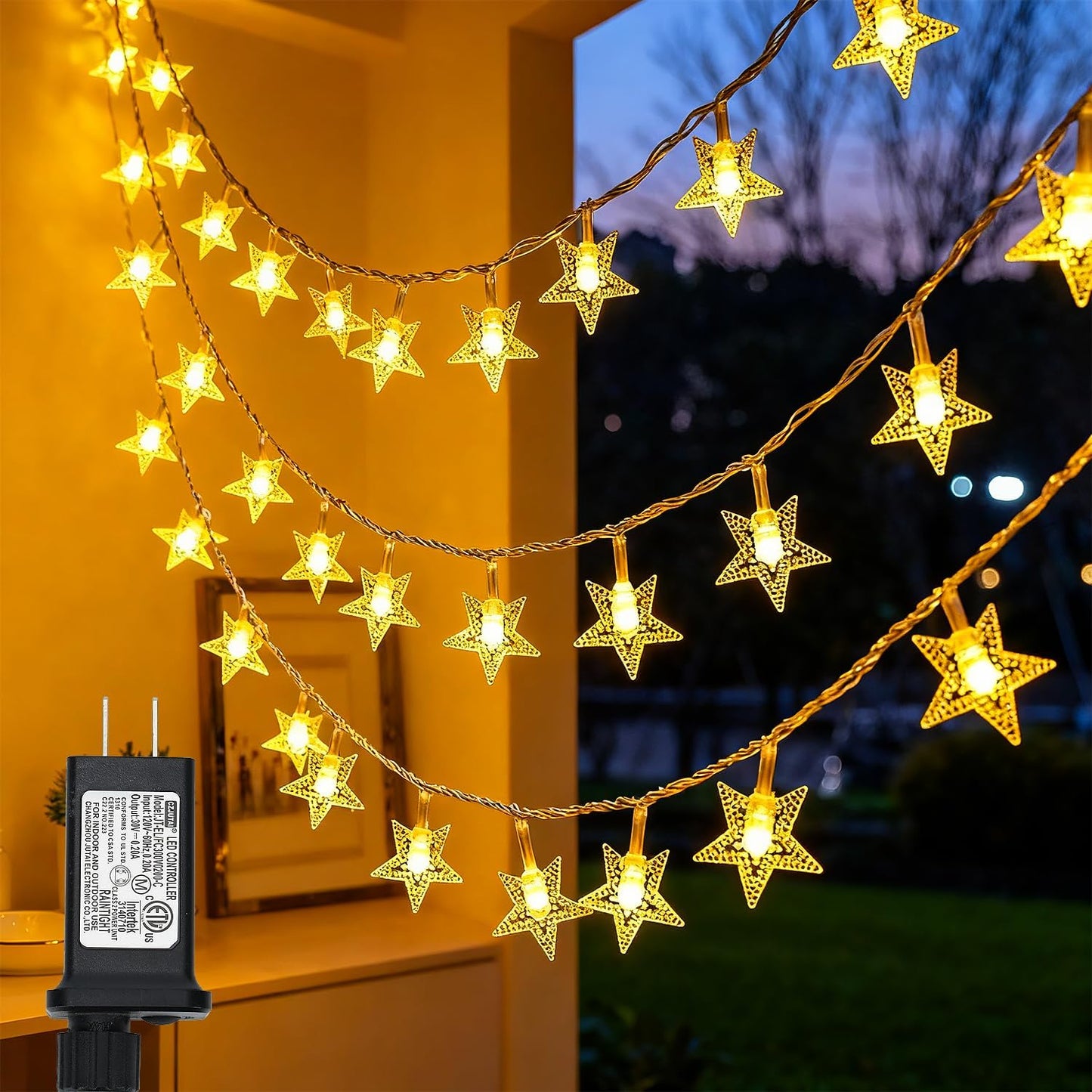 Twinkle Star 100 LED Star String Lights - 33FT Waterproof Fairy Lights for Indoor/Outdoor Decor