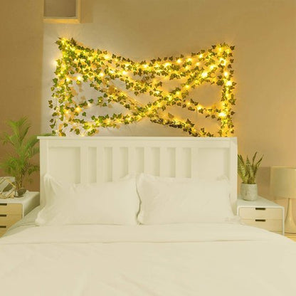 KASZOO Fairy Light Vines - 2 Pack 6.56 Ft Artificial Garland with 40 LEDs | Battery Operated Ivy Decor