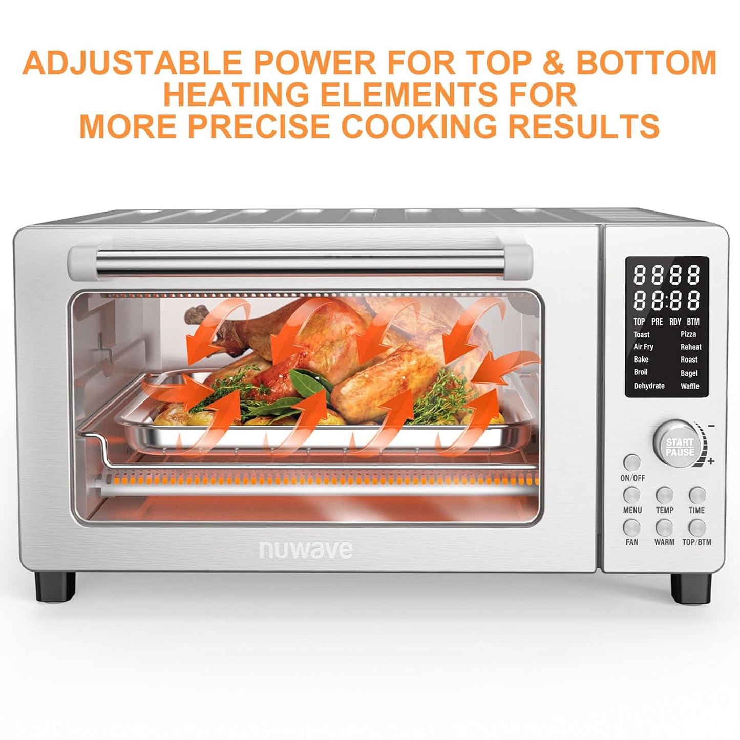 Nuwave Bravo Air Fryer Toaster Oven - 10-in-1 Convection Cooking, 21-Qt Capacity, Stainless Steel