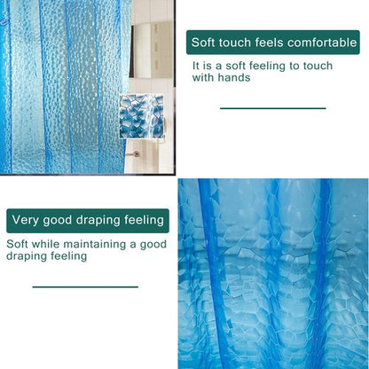 jssablo Blue Shower Curtain Liner, 100% Waterproof EVA 3D Shower Curtains with 3 Duty Heavy Bottom Magnets and 12 Rust Proof Grommets, 72x72 Weighted Shower Liner for Shower Stall, Bathtubs
