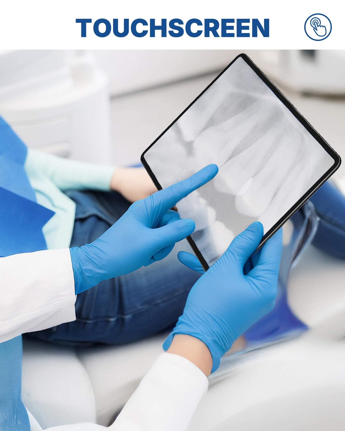 Schneider Blue Vinyl Synthetic Exam Gloves, Large, Box of 100, 4 Mil, Powder-Free, Latex-Free, Non-Sterile, Disposable Gloves