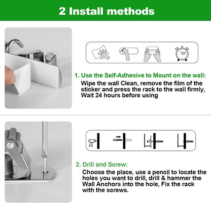 Voze Mop and Broom Holder - 5 Racks & 4 Hooks | Heavy-Duty Wall Mount Organizer for Home & Garage