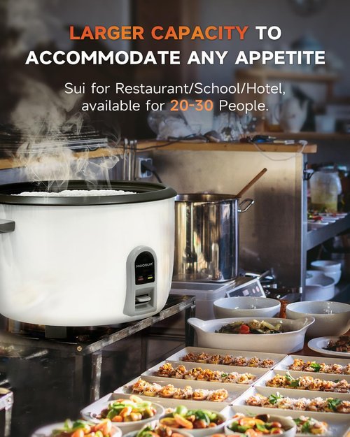 Commercial Rice Cooker - 30-Cup Uncooked Capacity | One-Touch Operation & 12-Hour Keep Warm