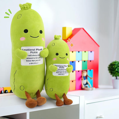 Skiennix Emotional Plush Pickle - 12.6” Kawaii Stuffed Animal with Positive Messages | Perfect Gift for Kids & Adults