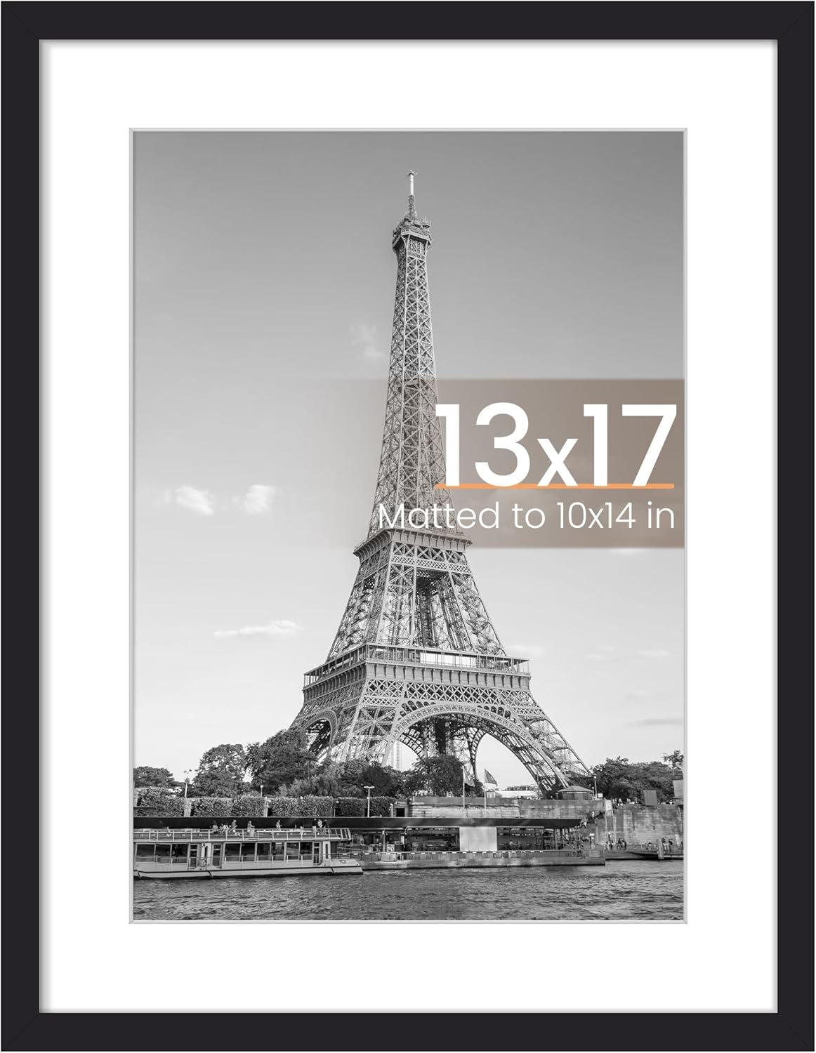 Upsimples 13x17 Picture Frame - Display 10x14 Photos with Mat or 13x17 Without - Black, 1 Pack