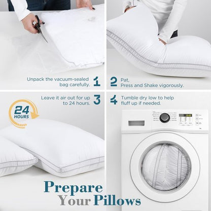 viewstar Pillows Queen Size Set of 2, Hotel Quality, Down Alternative Gusseted Bed Pillows for Side, Back, or Stomach Sleepers, White