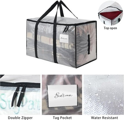 Heavy Duty 93L Storage Bins by [Brand Name] - 4 Pack Clear Totes with Lids for Home Organization