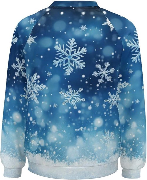 LOAIHA Christmas Sweatshirt - Women’s Long Sleeve Pullover with Tree & Snowman Graphic | Festive Winter Top