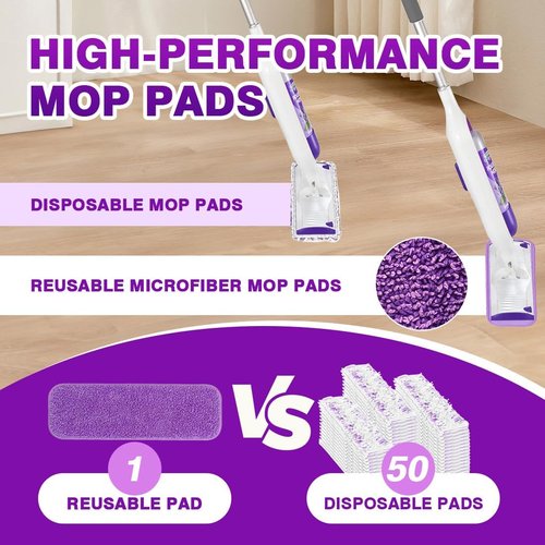 HOMEXCEL Microfiber Mop Pads - Reusable PowerMop Refills for 13''-15'' Spray Mops | Machine Washable, Pack of 4
