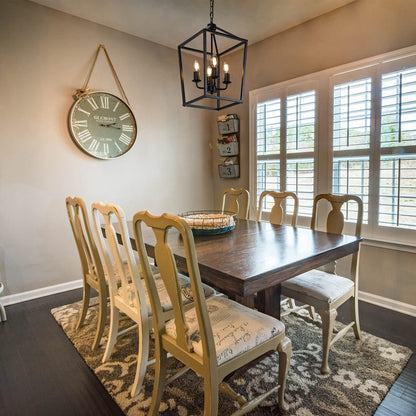 PAKOKULA 4-Light Black Farmhouse Chandelier Iron Lantern Pendant Light Rustic Cage Hanging Light Fixtures Industrial Foyer Lights for Kitchen Island Dining Room Hallway Foyer Entryway