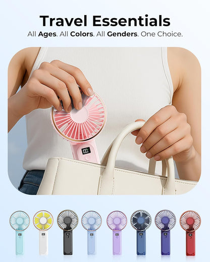 TUNISE Portable Handheld Fan - 4000mAh Battery, 6 Speed Adjustable Wind | USB Rechargeable & Foldable