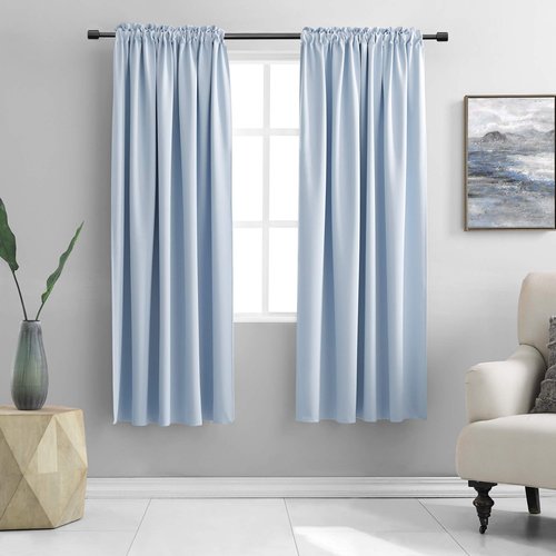 Dream Blue Room Darkening Thermal Insulated Curtains Drapes for Nursery,Rod Pocket Blackout Curtains for Bedroom(2 Pieces,52 inches Wide by 63 inches Long)