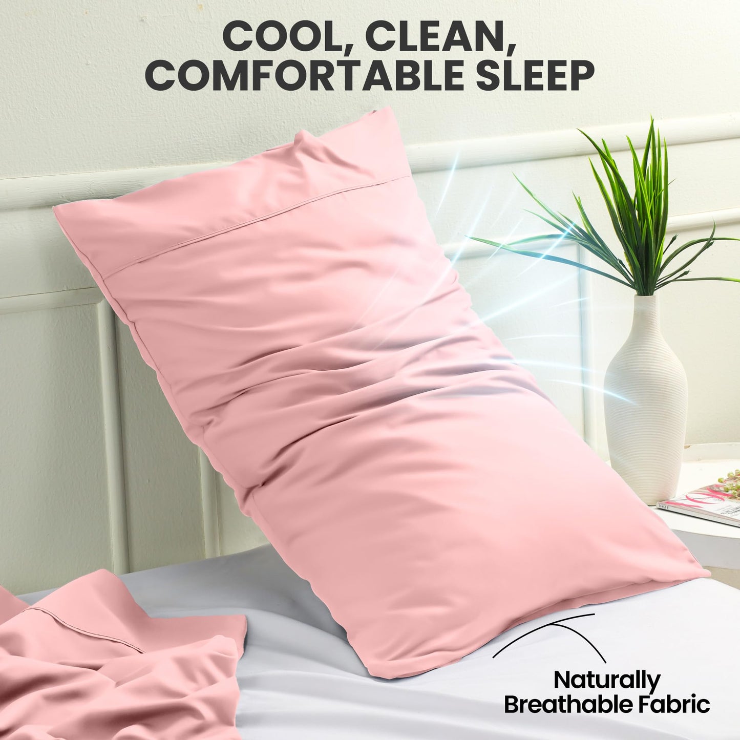 Utopia Bedding Pillow Cases King Size 2-Pack – Soft Brushed Microfiber – Envelope Closure – Perfect for Hospitals, Hotels, Guest Rooms – Oeko-TEX Certified, 20x40 Inches (Pink)