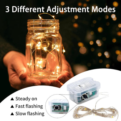 Skiennix 20 LED Fairy Lights - 7Ft Twinkle String Lights | Battery Operated & Waterproof for Parties, Weddings, & Decor - Yellow