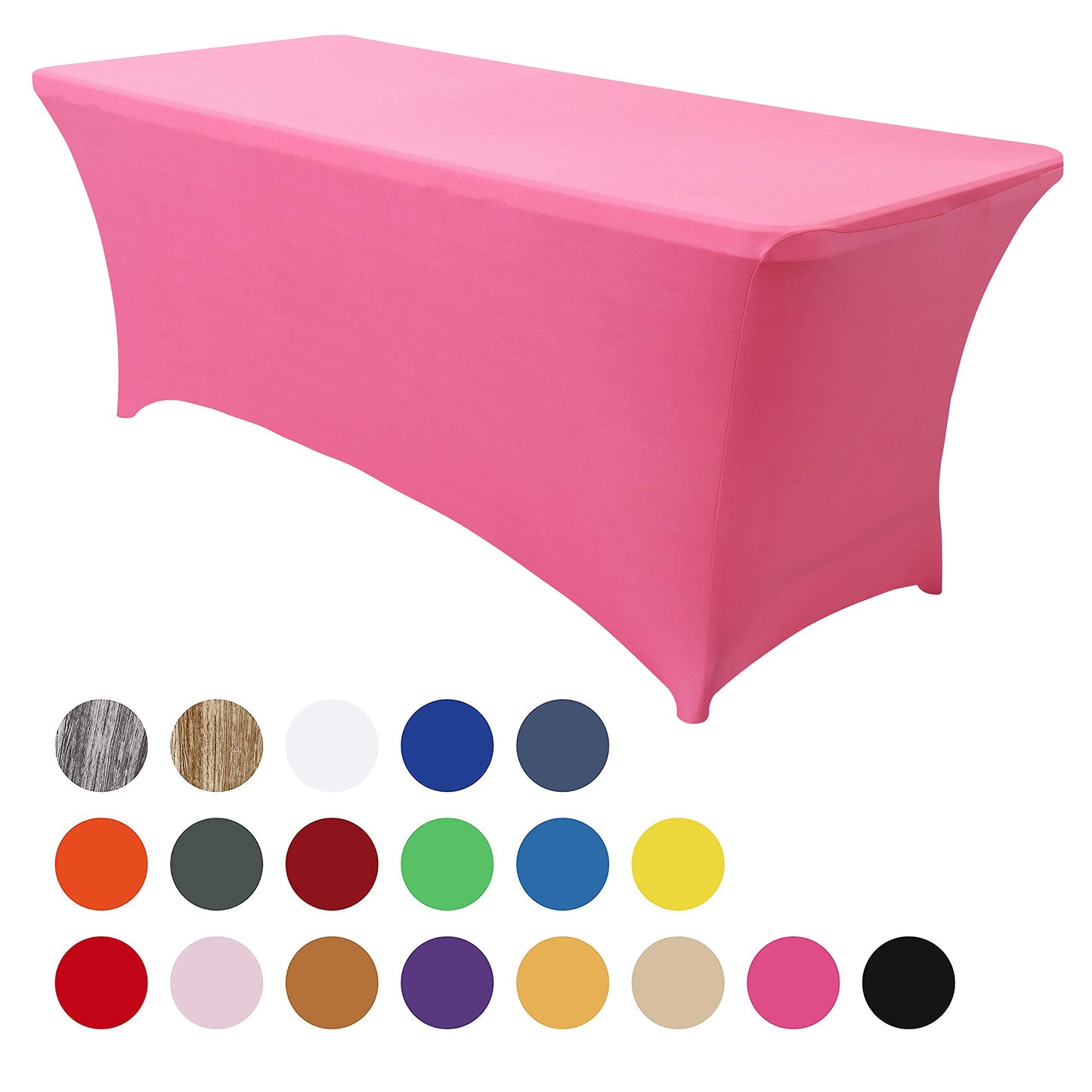 Obstal 8ft Stretch Spandex Table Cover for Standard Folding Tables - Universal Rectangular Fitted Tablecloth Protector for Party （Deep Pink, 96 Length x 30 Width x 30 Height Inches）