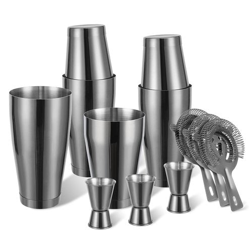 Boston Shaker Cocktail Set Bartender Kit, 12 Pcs Drink Shaker with Strainer Bartending Martini Shaker Tin with 18oz & 28oz Mixed Alcohol Shaker Professional Stainless Steel Bar Tool for Beginner