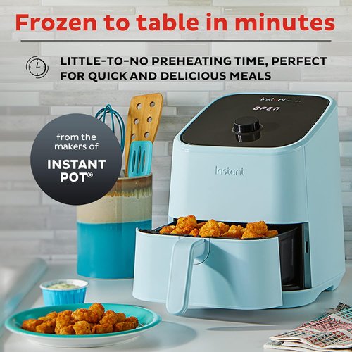 Instant Pot Vortex 2QT Mini Air Fryer - Versatile Cooking, Dishwasher-Safe, Includes 100+ Recipes, Aqua