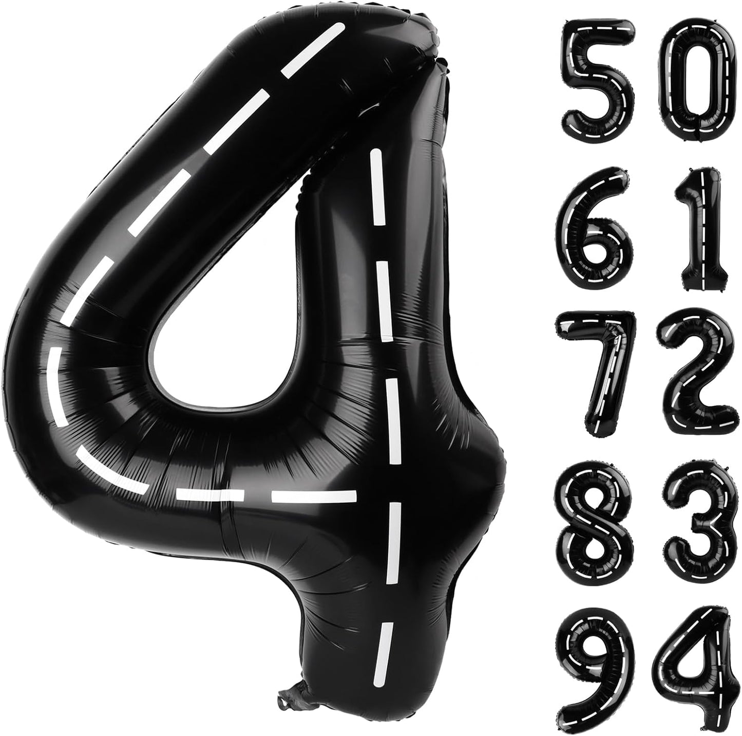 Race Car 4 Balloon - 40 Inch Number Balloon for 4th Birthday Party Decorations
